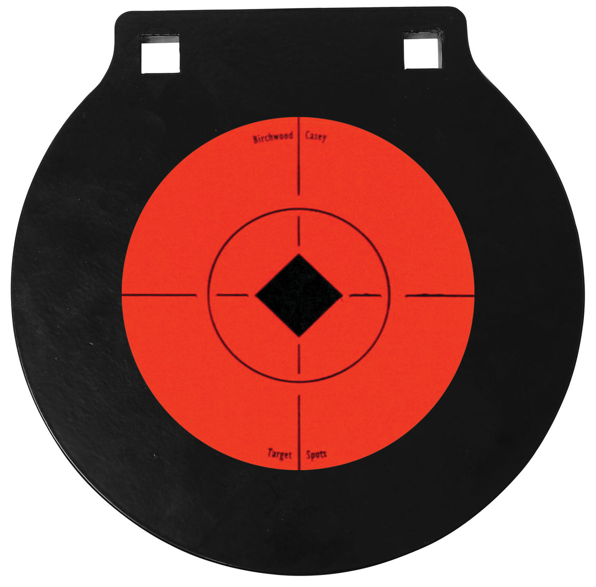 Birchwood Casey World of Targets Double Hole AR500 Steel 6" Hanging Gong Target Black/Orange Crosshair 47608