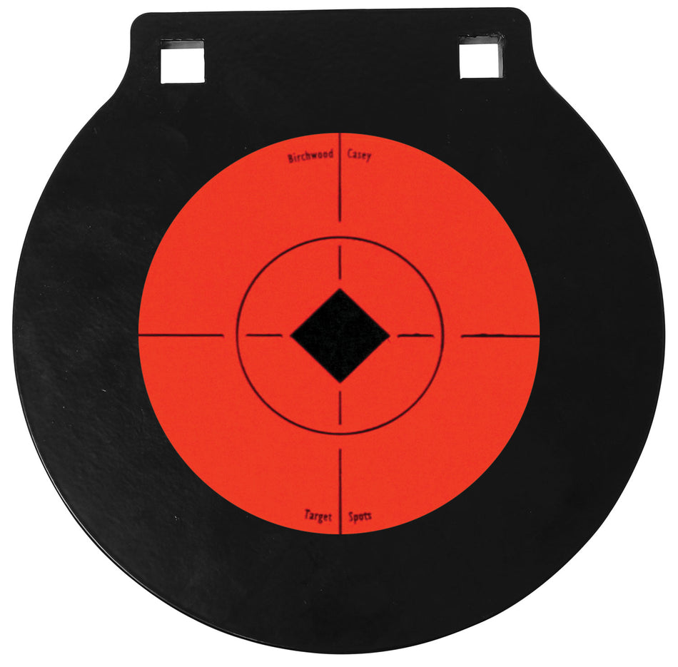 Birchwood Casey World of Targets Double Hole AR500 Steel 6" Hanging Gong Target Black/Orange Crosshair 47608