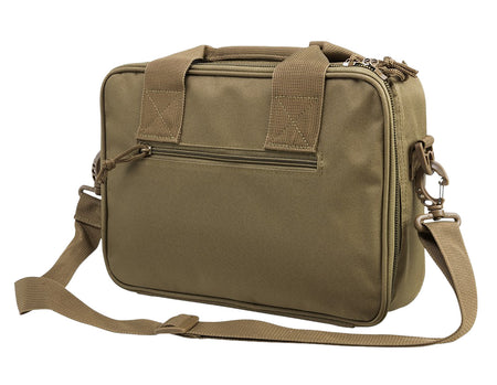 NcStar VISM Double Pistol Range Bag CPDX2971T Tan Finish with Lockable Zippers & Mag Storage Pouches