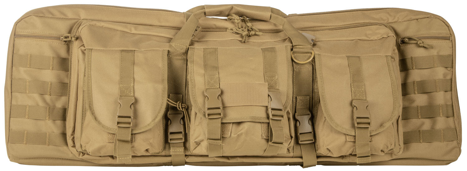 NcStar VISM Double Carbine Case CVDC2946T36 Tan PVC 36" with Foam Padding, MOLLE & Lockable Zippers