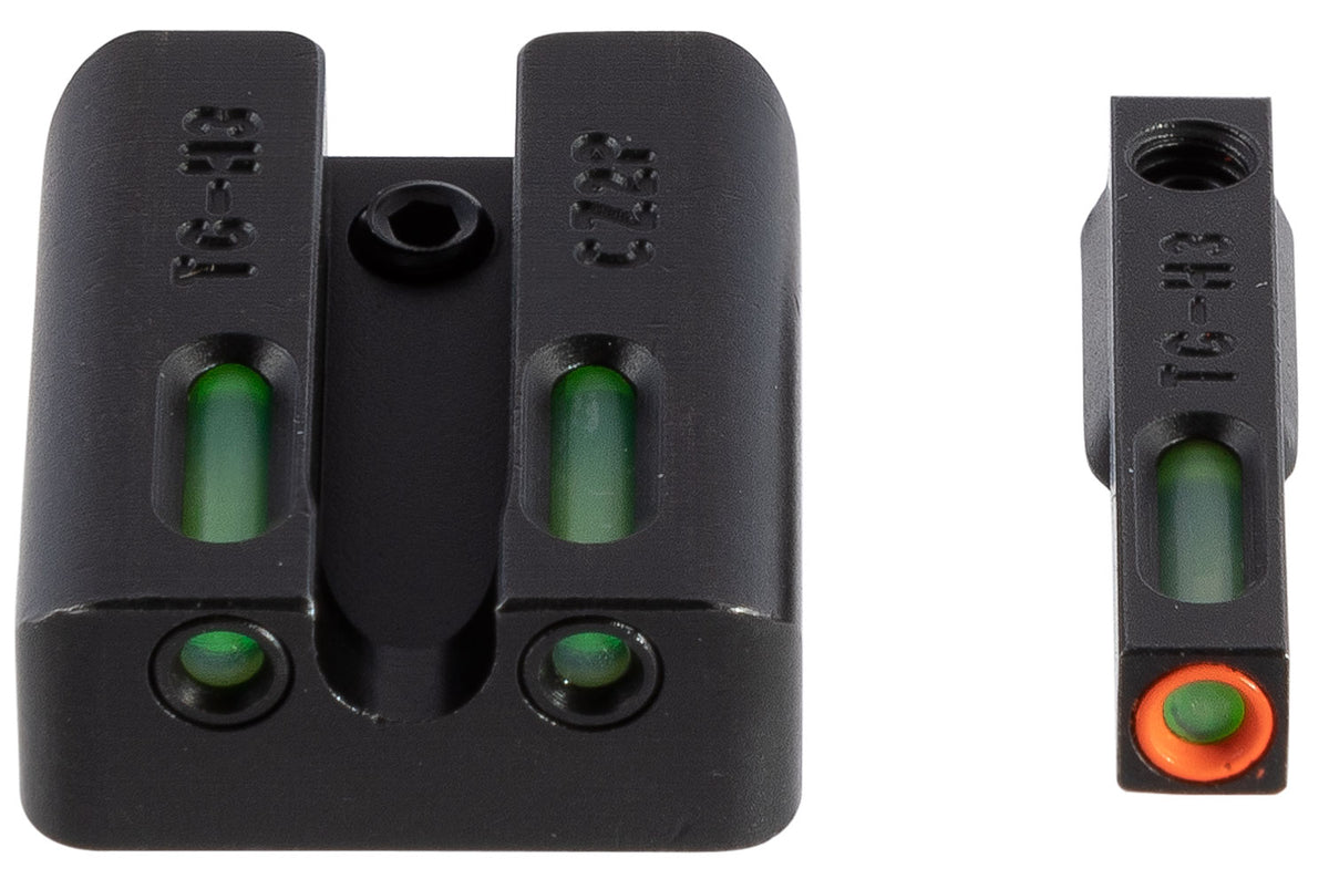 TruGlo TFX Pro Tritium Fiber Optic Iron Sight Set Orange Outline Front Green Rear for CZ