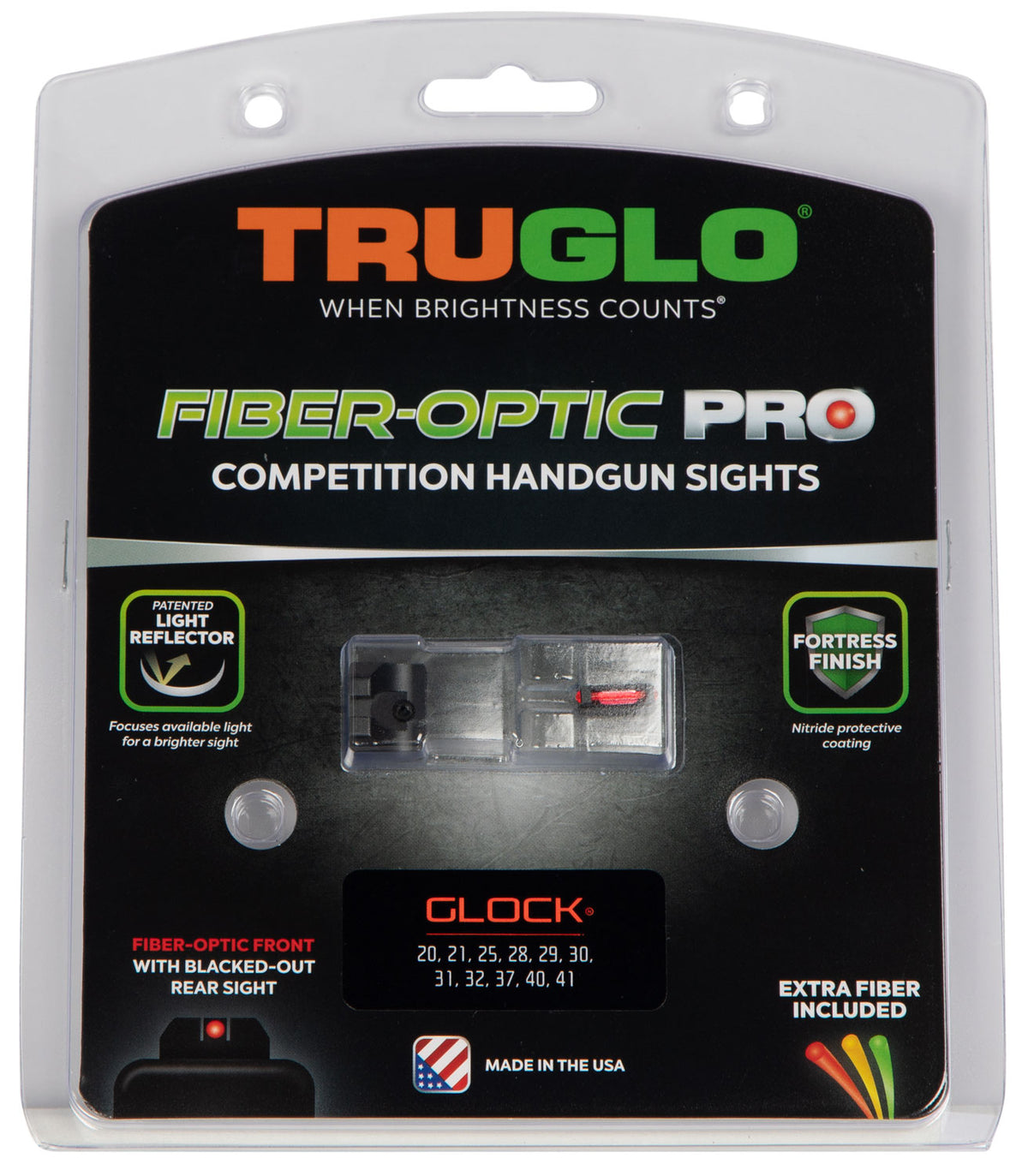 TruGlo TG132G2 Fiber-Optic Pro Pistol Sights Red/Black for Glock 20/21/25/29/30/31/32/37/40/41