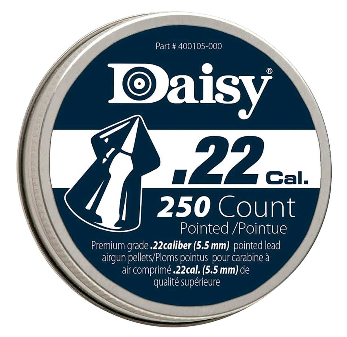 Daisy 997922512 .22 Pointed Lead Field Airgun Pellet 250-Count Screw-Top Tin