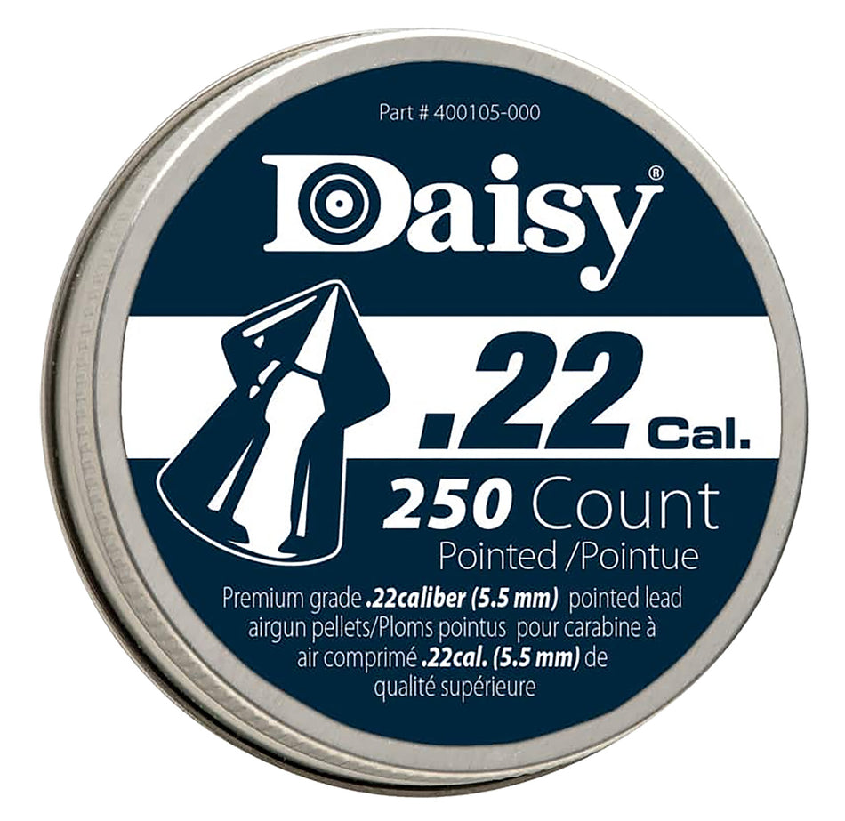 Daisy 997922512 .22 Pointed Lead Field Airgun Pellet 250-Count Screw-Top Tin