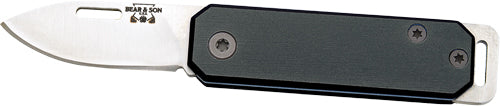 Bear & Son Stainless Slip Joint Folder 1.5" Blade Black/SS Aluminum Handle