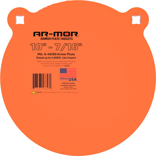 AR-MOR 10" Round Orange MIL46100 Steel Gong 7/16 Inch Thick