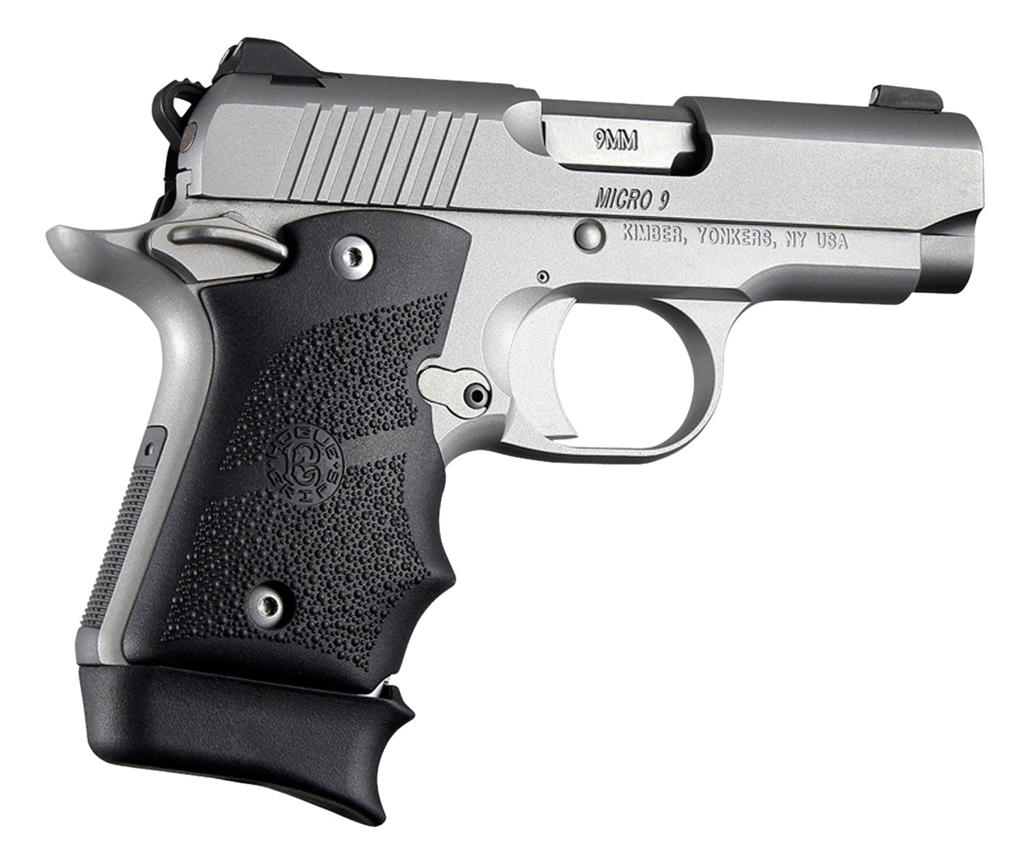 Hogue 39080 Finger Groove Cobblestone Black Rubber Grip for Kimber Micro 9