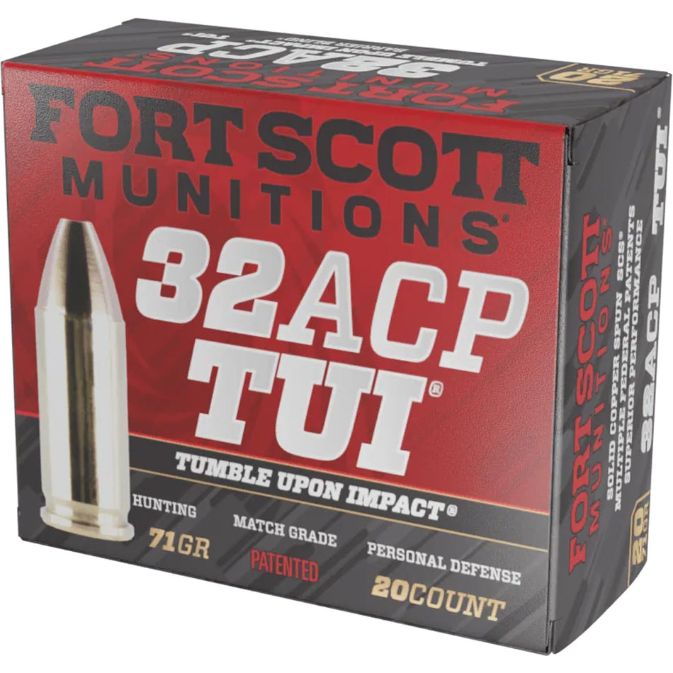 Fort Scott Munitions Tumble Upon Impact (TUI) Solid Copper Spun 71 Grain .32 ACP 828 fps