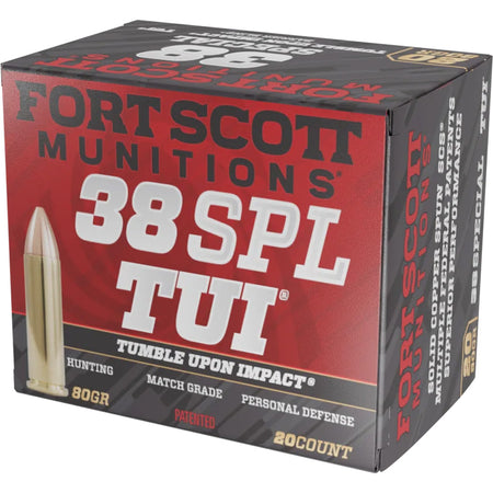 Fort Scott Munitions Tumble Upon Impact (TUI) Solid Copper Spun 80 Grain .38 Special 1190 fps
