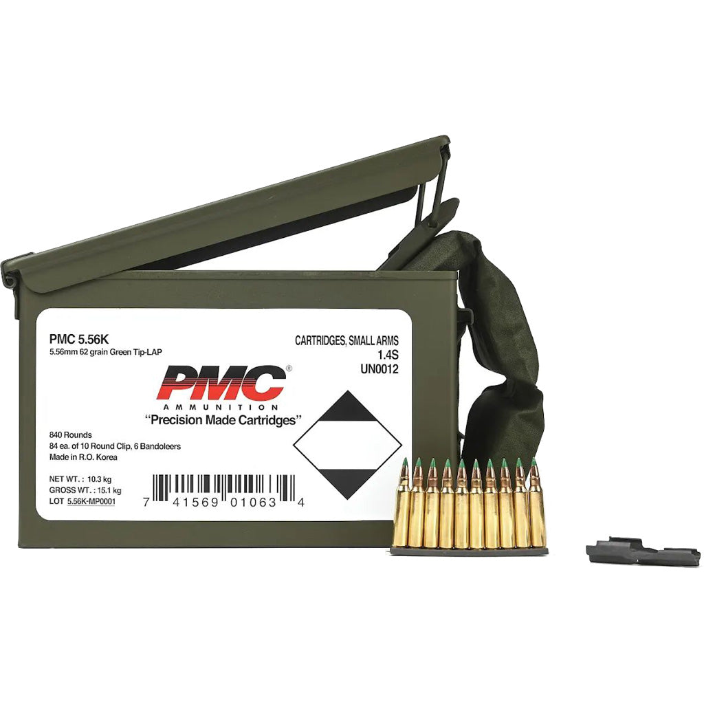 PMC  5.56x45mm NATO 62 grain Light Armor Piercing Green Tip ammunition