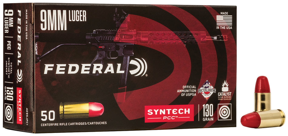 American Eagle  Syntech PCC Total Syntech Jacket Flat Nose 130 Grain 9mm Luger/Parabellum 1140 fps
