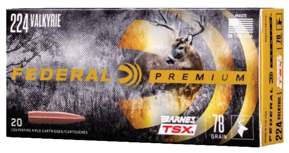 Federal Premium Barnes TSX 78 Grain .224 Valkyrie 2850 fps