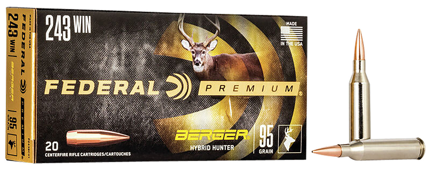 Federal Premium Berger Hybrid Hunter 95 Grain .243 Winchester 3050 fps