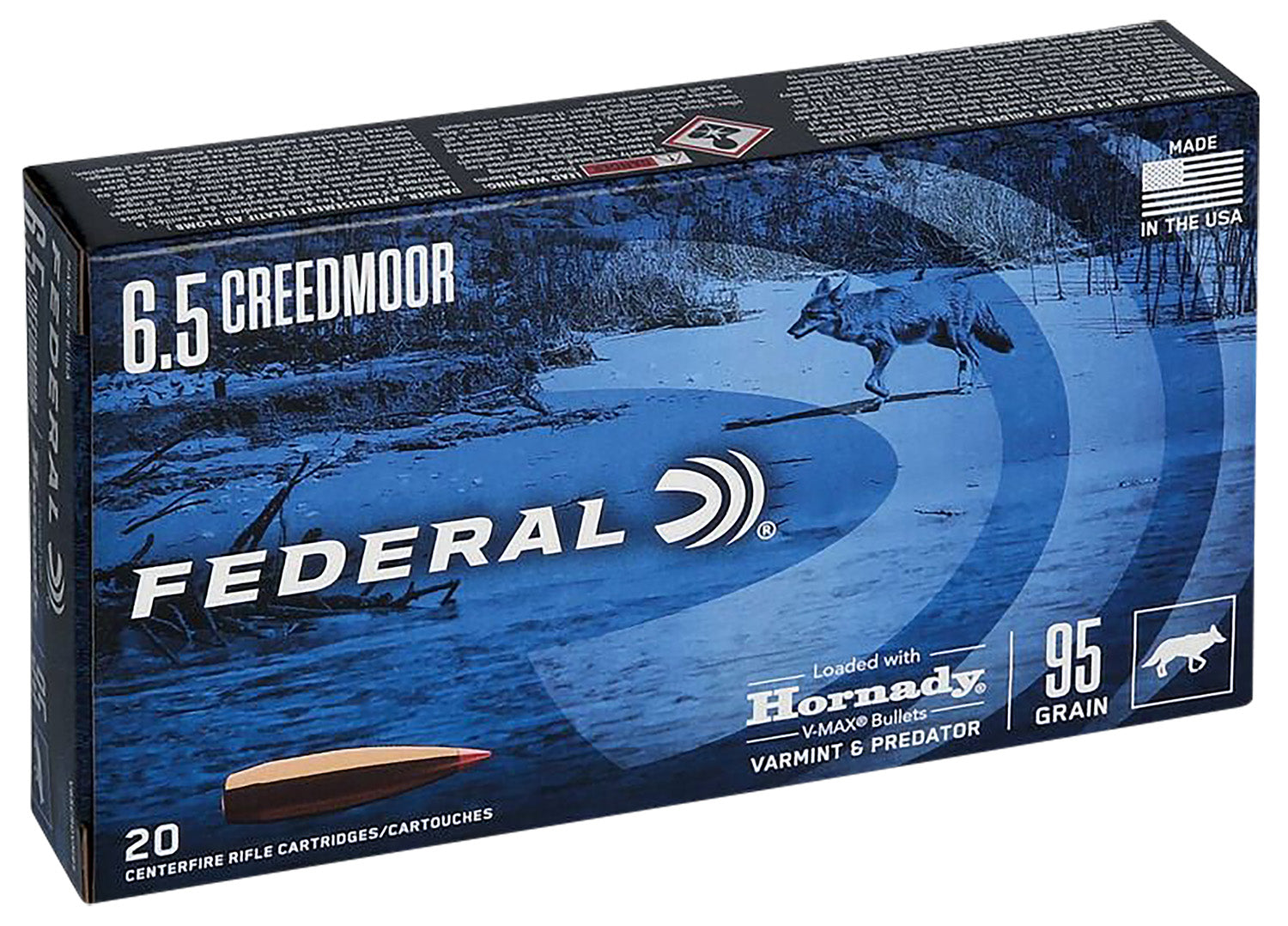 Federal Varmint & Predator Hornady V-Max 95 Grain 6.5mm Creedmoor 3300 fps