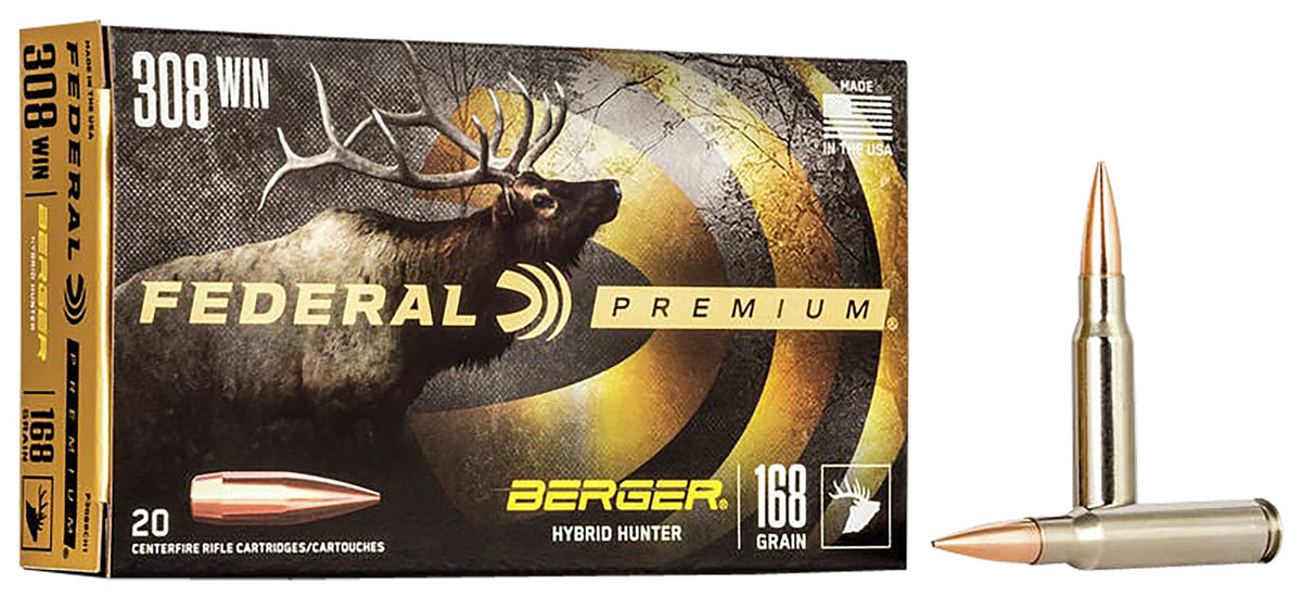 Federal Premium Berger Hybrid Hunter 168 Grain .308 Win / 7.62x51mm 2700 fps