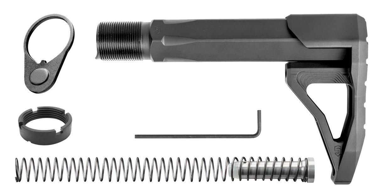 Phase 5 CMSA AR-15/AR-10 Carbine Mini Stock & HexOne Buffer Tube Assembly, Black Aluminum