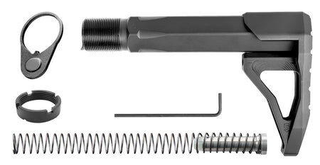 Phase 5 CMSA AR-15/AR-10 Carbine Mini Stock & HexOne Buffer Tube Assembly, Black Aluminum
