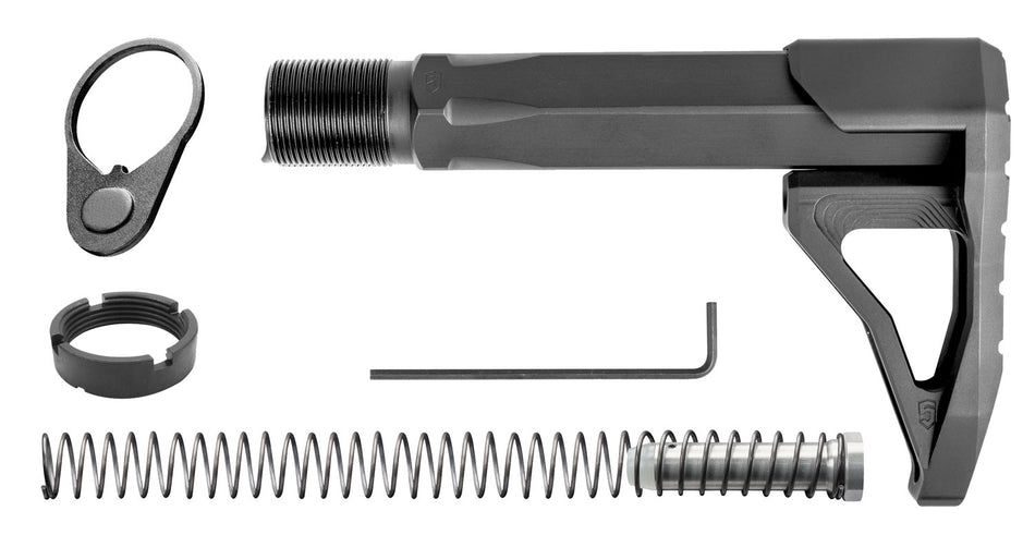 Phase 5 CMSA AR-15/AR-10 Carbine Mini Stock & HexOne Buffer Tube Assembly, Black Aluminum