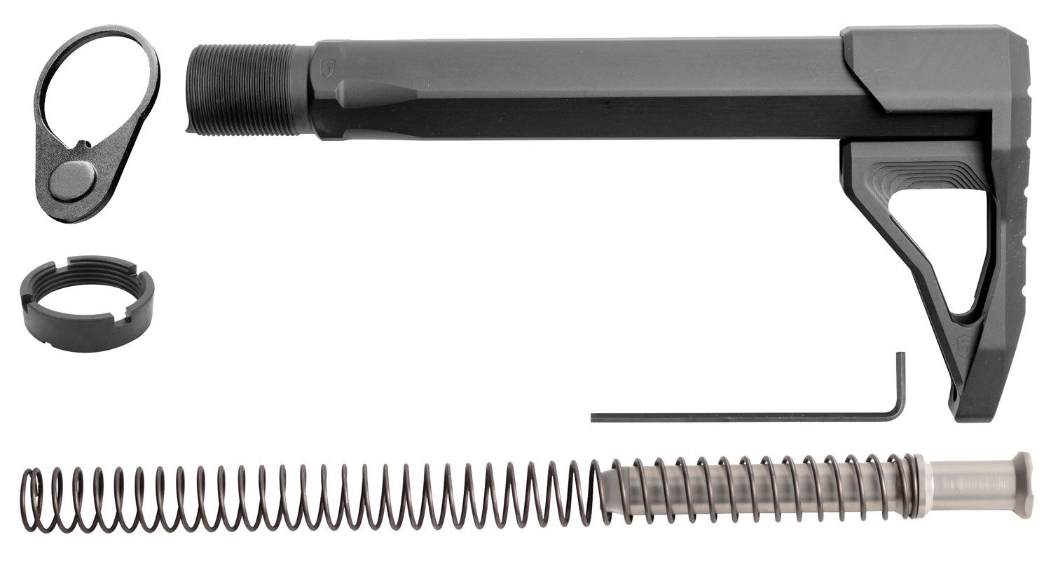 Phase 5 RMSA AR-15/AR-10 Rifle Mini Stock & HexOne Buffer Tube Assembly, Black Aluminum