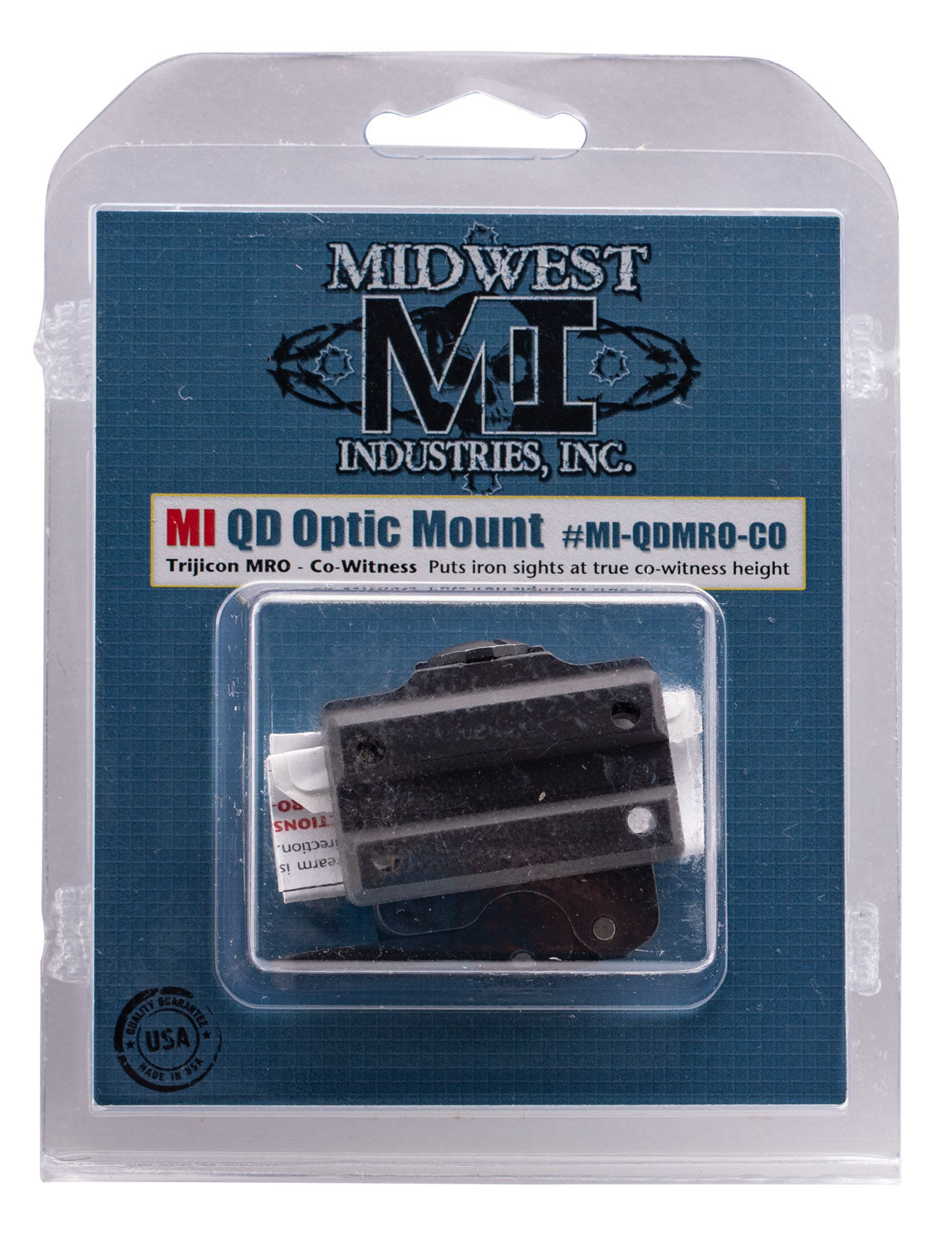 Midwest Industries MIQDMROCO Trijicon MRO Quick Detach Mount Hardcoat Anodized Black