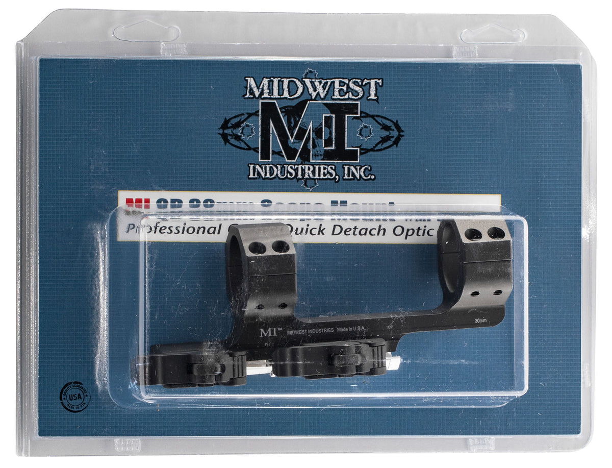 Midwest Industries MIQD30SM Black Anodized 30mm Quick Detach Scope Ring Mount Combo