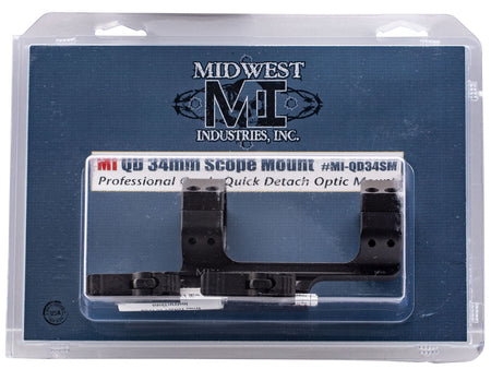 Midwest Industries MIQD34SM Black Anodized 34mm Quick Detach Scope Ring Mount Combo
