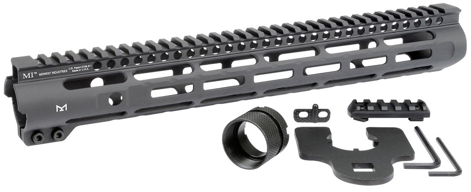 Midwest Industries Slimline AR-15 6061 Aluminum Black Hard Coat Anodized Rail 14"