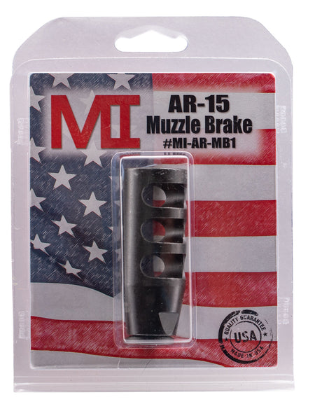 Midwest Industries MIARMB1 AR-Platform 3-Chamber Muzzle Brake 1/2"-28 tpi Black Phosphate 223/5.56 NATO