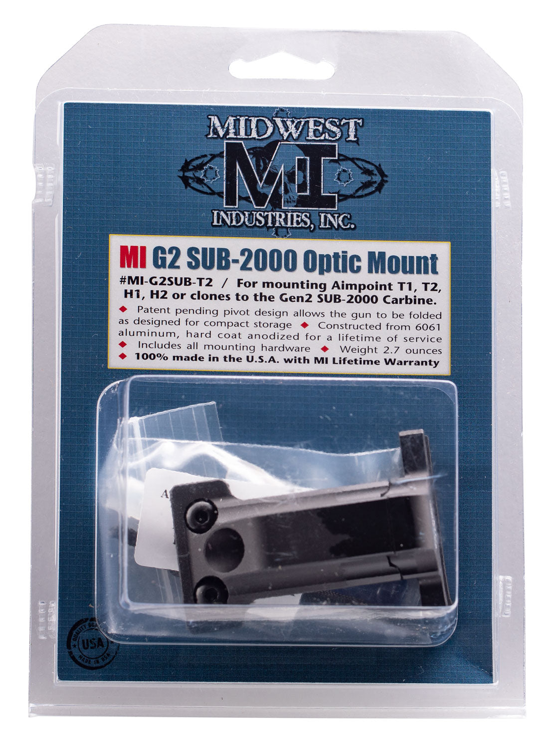 Midwest Industries MIG2SUBT2 Gen 2 Kel-Tec Sub 2000 Mini Mount for Aimpoint T-Series Black