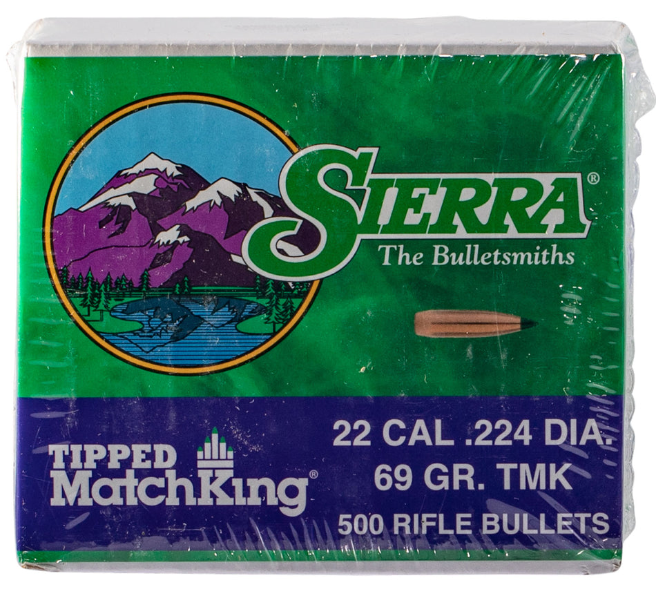 Sierra Tipped MatchKing 22 Cal 69gr TMK Reloading Bullets 500/Box