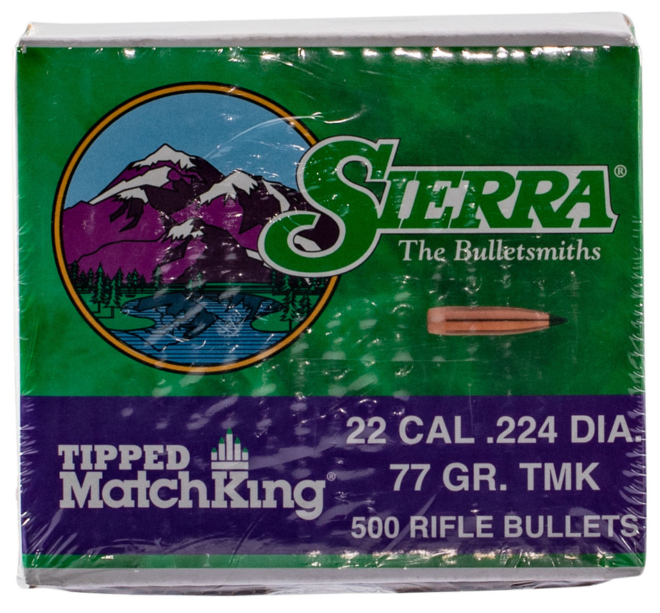 Sierra Tipped MatchKing 22 Cal 77gr TMK Reloading Bullets 500/Box