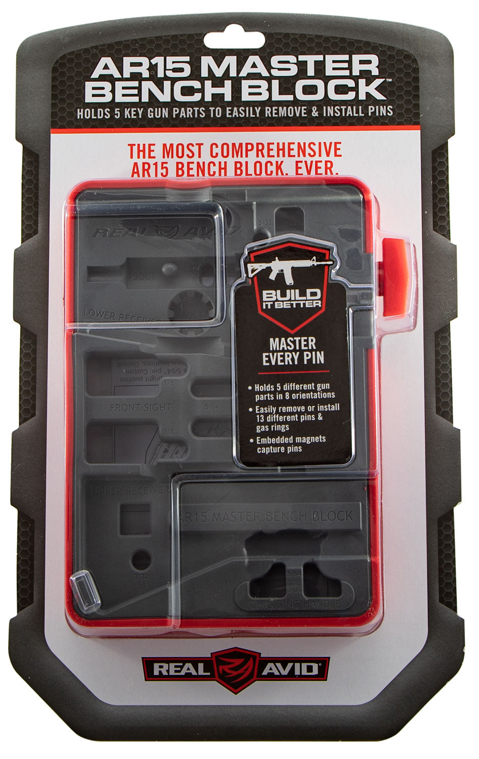 Real Avid AR-15 Master Bench Block Polymer Resin Pin Punch Guide Black