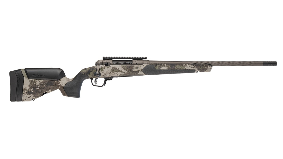 Savage Arms 32571 110 Core Hunter Pro 6.5 Creedmoor 3+1 20" Spiral Fluted Barrel, Savage Woodland Camo AccuStock w/AccuFit V2 Synthetic Stock, Right Hand