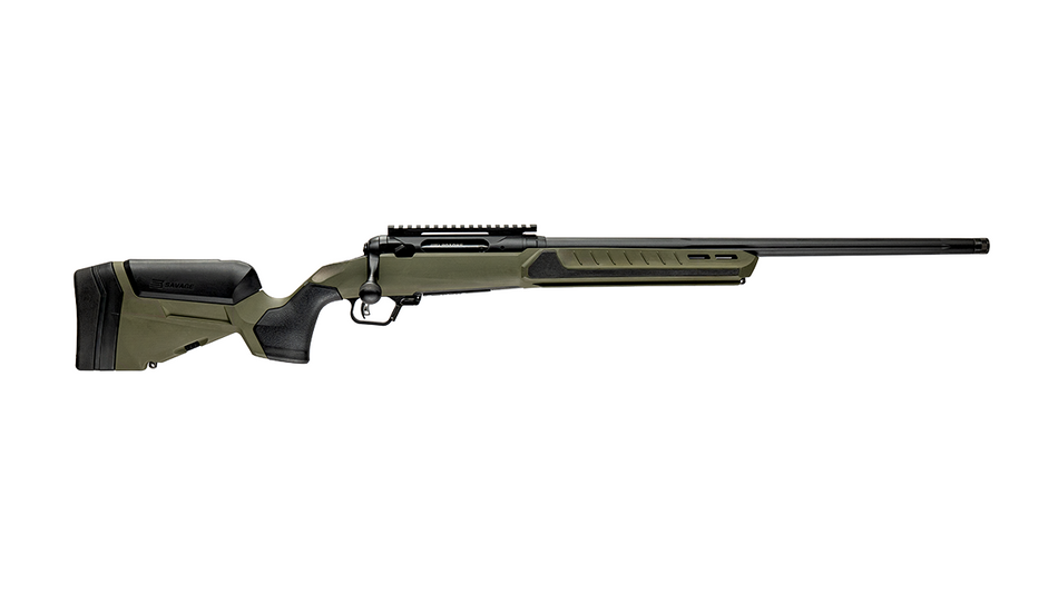 Savage Arms 32640 110 Core Predator Full Size 300 AAC Blackout 10+1 16.50" Medium Heavy Fluted Barrel, Arca Rail Forend, Hunter Green AccuStock w/AccuFit V2 Synthetic Stock, Left Hand