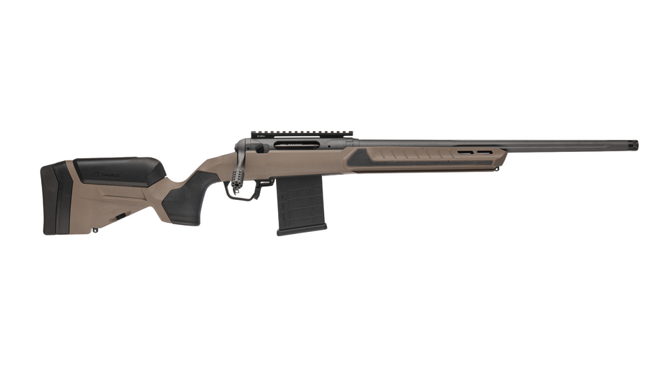Savage Arms 32667 110 Core Tactical 22 ARC 10+1 18" Medium Heavy Fluted Barrel, Arca Rail Forend, Coyote Tan AccuStock w/AccuFit V2 Synthetic Stock, Right Hand