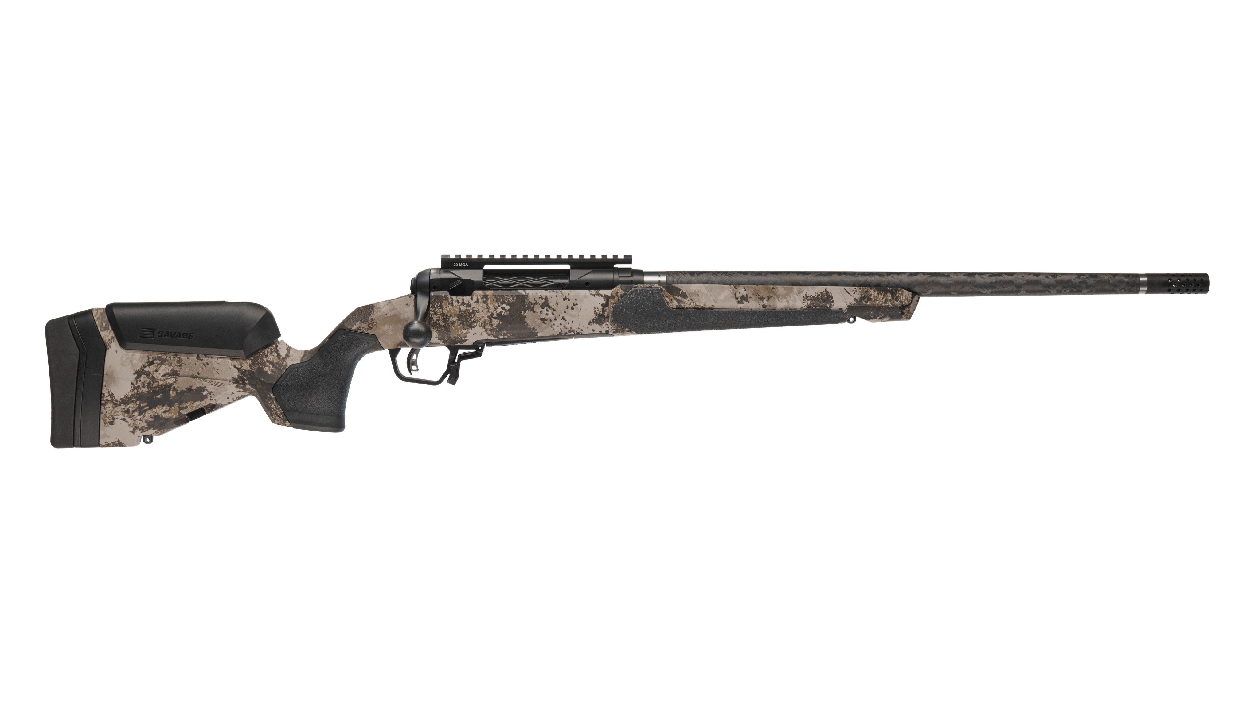 Savage Arms 32734 110 UltraLite Pro Full Size 6.5 PRC 3+1 20" Carbon Fiber Barrel, Savage Western Camo Accufit V2 Synthetic Stock, Right Hand