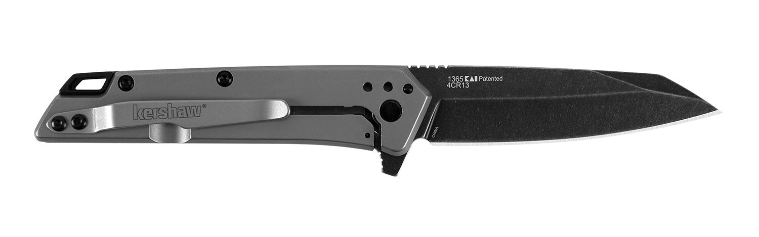 Kershaw Misdirect SpeedSafe Folding Pocket Knife 2.90" Reverse Tanto Black Oxide 4Cr14 Blade Gray Stainless Handle