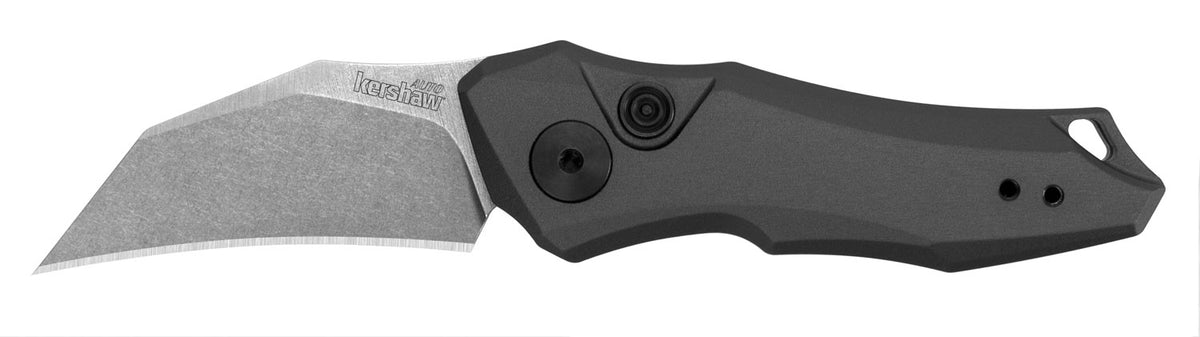 Kershaw Launch 10 Compact Auto Hawkbill Knife 1.90" CPM 154 Stonewashed Blade Gray Anodized Aluminum Handle & Pocket Clip