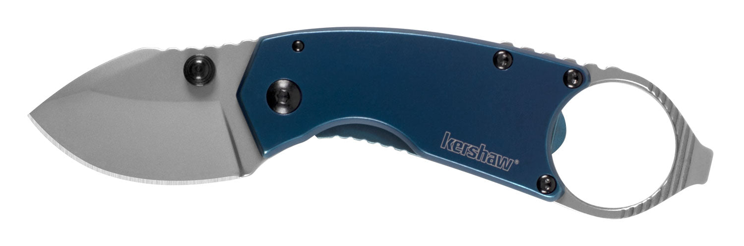 Kershaw Antic Karambit-Style Folding Pocket Knife 1.70" Drop Point 8Cr13MoV Bead Blasted Blade Blue PVD Steel Handle