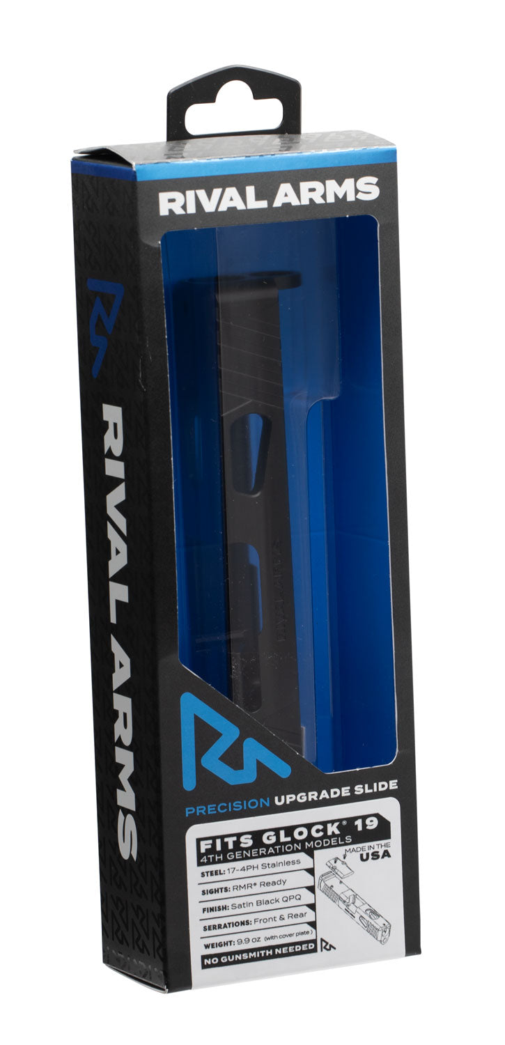 Rival Arms Precision Upgrade Slide A1 9mm Luger Glock 19 Gen4 QPQ Black Stainless Steel RMR Optic Cut