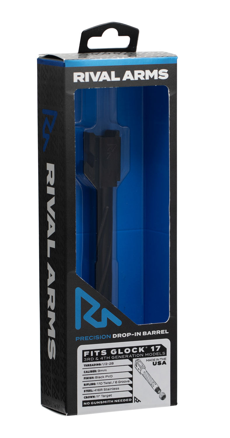 Rival Arms 9mm Luger 4.49" Precision Threaded Fluted Drop-In Barrel Black PVD Finish Glock 17 Gen3-4