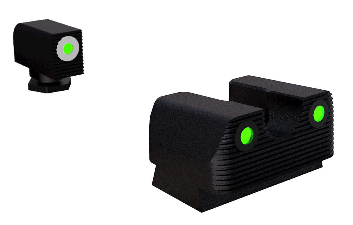 Rival Arms Green Tritium White Outline Front & Black Outline Rear Night Sights for Glock 42/43/48