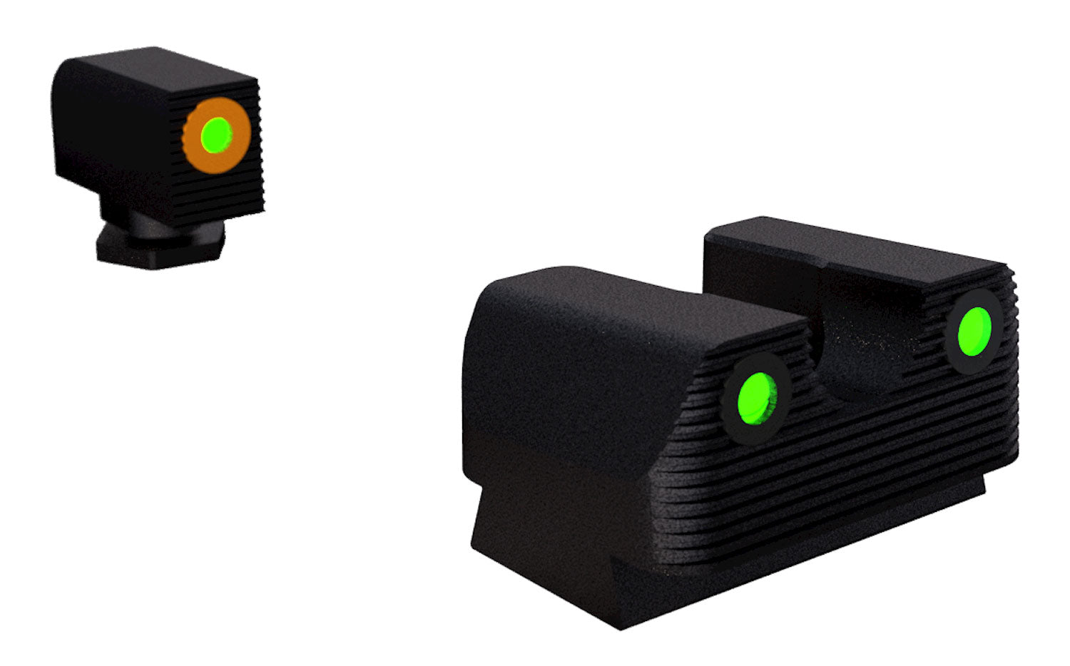 Rival Arms Green Tritium Orange Outline Front & Black Outline Rear Night Sights for Glock 17/19
