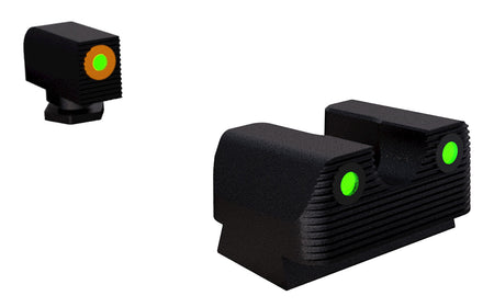 Rival Arms Green Tritium Orange Outline Front & Black Outline Rear Night Sights for Glock 17/19