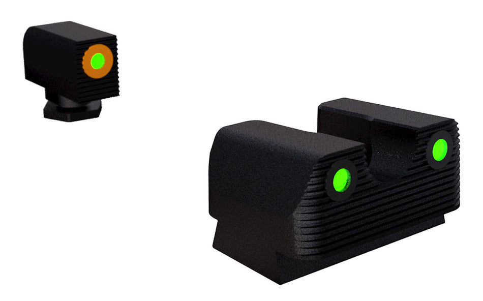 Rival Arms Green Tritium Orange Outline Front & Black Outline Rear Night Sights for Glock 17/19