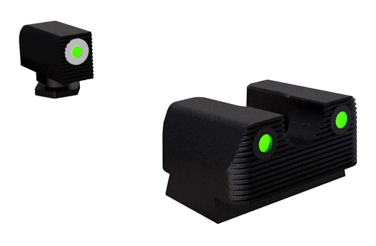 Rival Arms Green Tritium White Outline Front & Black Outline Rear Night Sights for Glock 17/19