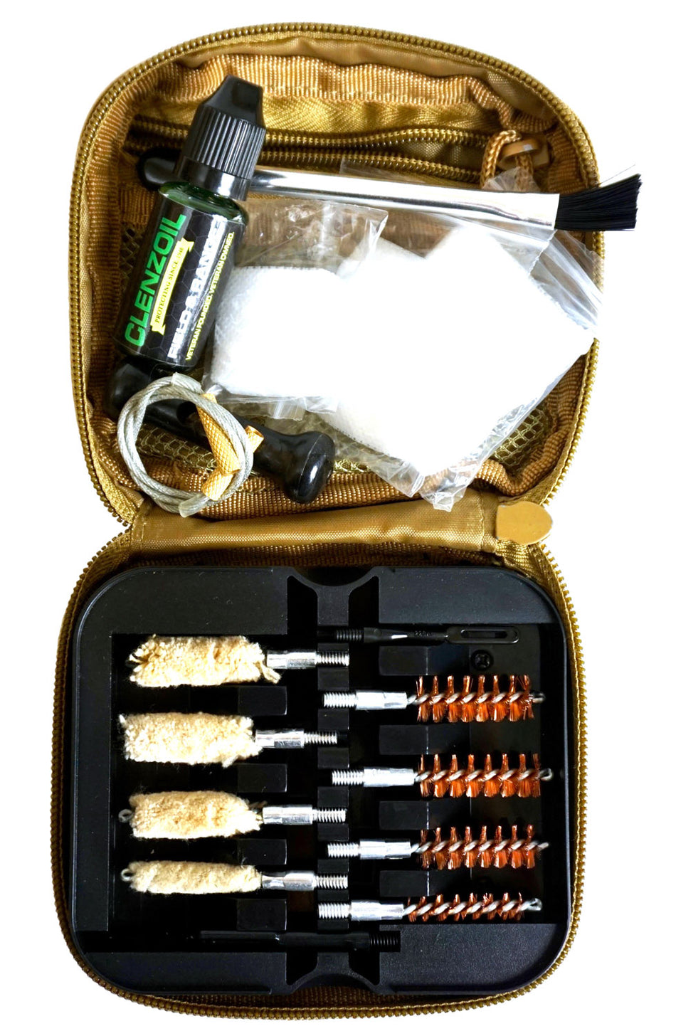 Clenzoil Field & Range Pistol Cleaning Kit 17 Pieces Multi-Caliber Tan