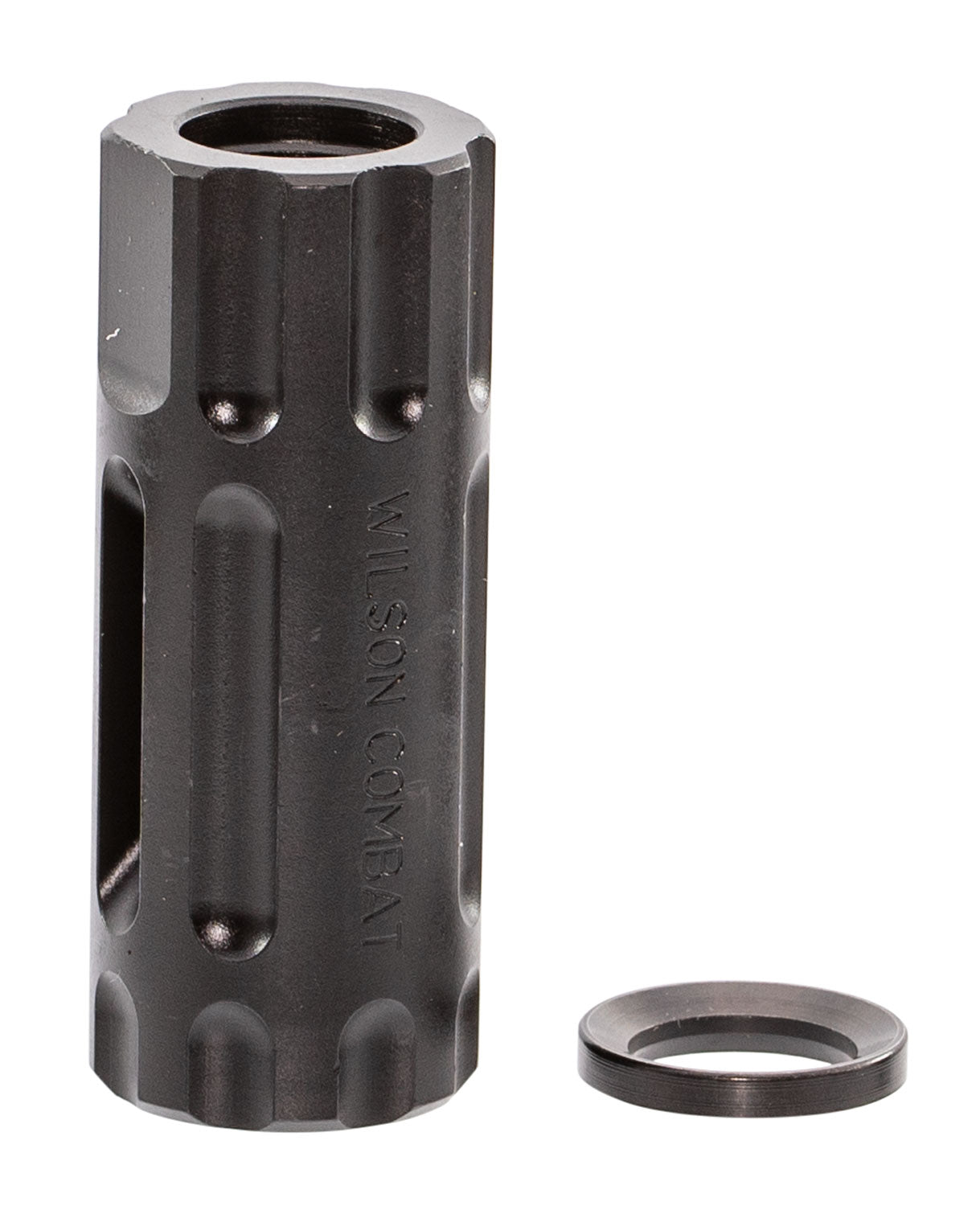 Wilson Combat TRQCOMP1/2X28 Black Melonite QPQ Steel Q-Comp Muzzle Brake 5.56x45mm 1/2"-28