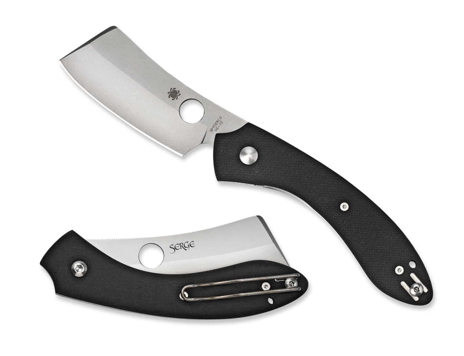 Spyderco ROC 3.07" Folding Cleaver-Style VG-10 Stainless Blade C177GP Black G10 Handle with Clip