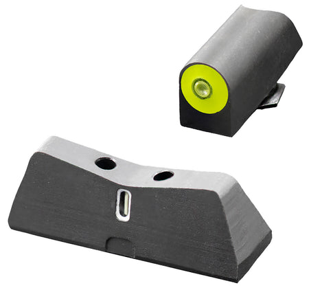 XS Sights GL0011S5Y Green Tritium Yellow Outline DXT2 Defensive Night Sights for Glock